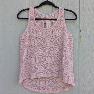 Chloe K Sheer Lace Tank Top Small Lavender